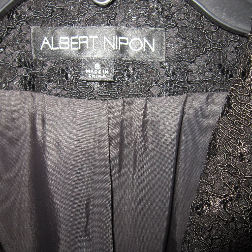 Albert Nipon Vintage Size Sz 8 Black Lace Open Co… - image 3